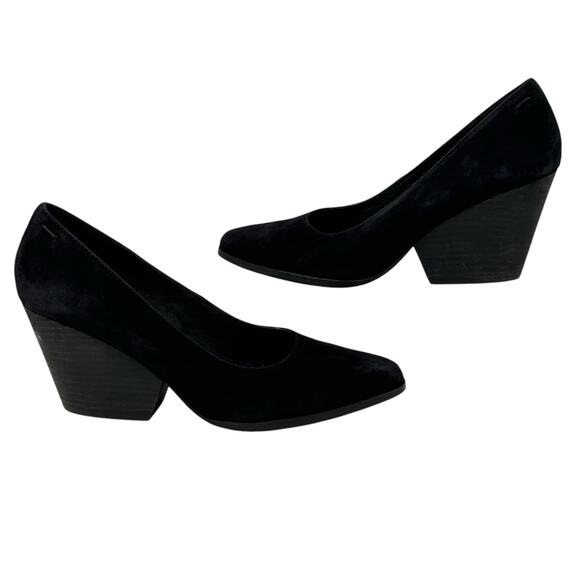 Eileen Fisher Hawk Suede Pump Heel SZ 8.5 Women’s Black Chic Comfort Soft Office - Picture 3 of 9